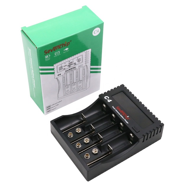 Sevenchip C4 18650 Battery Charger LCD Display Portable Smart Charger for 17670 26650 20700 18350 AA AAA Li-Ion Test Capacity