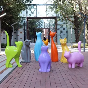 Estátua decorativa para gatos, design colorido para decoração interna, jardim, estátua de resina pequena