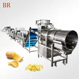 100-2000kg/h small fully automatic potato crispy chips production line potato chips frying processing production line