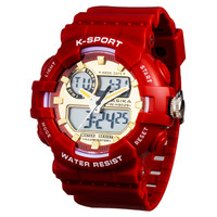 Jam Tangan Digital LASIKA W-H9029D K-Sport Berkualitas Tinggi, Dua Zona Waktu, Tahan Air 3BAR, Lampu Latar LED, Alarm, Stopwatch, TPU, Unisex