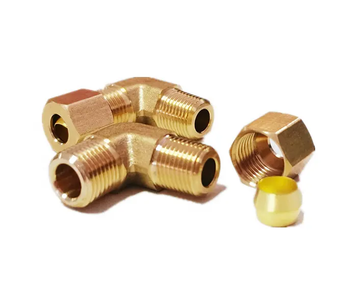 1/4 NPT Brass Compression union 90-Degree Elbow Fitting