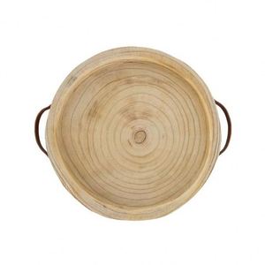 Plateau de service rustique ferme plateau en bois assiette de fruits en bois minimaliste assiette à pâtisserie circulaire - Product Image 1