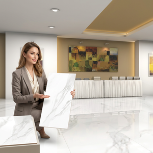 Azulejos de porcelana esmaltada Statuario de 900x1800 mm con acabado mate/brillante para interiores de alta gama, losas de piedra sinterizada cerámica. - Product Image 3