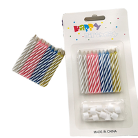 Lot de 10 bougies d'anniversaire spirales multicolores avec supports, décorations de gâteau filetées pour fêtes d'enfants, Ramadan, Diwali