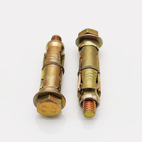 Ancres de fixation robustes en acier au carbone galvanisé jaune zinc, à manchon fendu triple pliage M12, lot de 3, pour fixation mur extérieur
