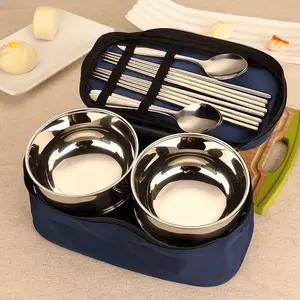 Дорожная посуда, набор портативной посуды из нержавеющей стали 304 для взрослых, Корейская посуда для кемпинга на открытом воздухе