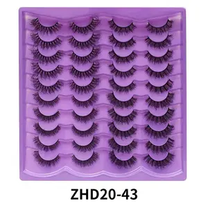 Yanlış Lashes 3D doğal kısa Wispy sahte kirpikler tam kabarık wiwi15 MM sahte vizon kirpik paketi 20 Pairs 4 stilleri karışık