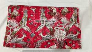 Couverture Kantha indienne faite à la main, imprimée, rouge et noire, style bohème, en coton, Gudari, taille Queen et Twin - Product Image 3
