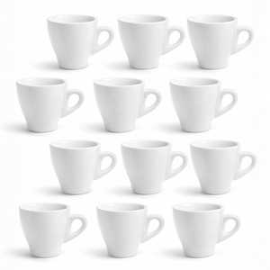 Ensemble de 12 tasses à café en porcelaine blanche de 80 ml pour bars et maisons, compatibles micro-ondes et lave-vaisselle - Product Image 6