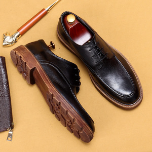 Zapatos de Vestir Casuales de Negocios para Hombre, Material de Cuero Genuino, Suaves, Transpirables, Cómodos, con Suela Gruesa y Cierre de Cordones - Product Image 2