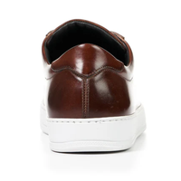 Chaussures de skate pour hommes, baskets en cuir patiné marron respirantes, chaussures de marche décontractées pour hommes