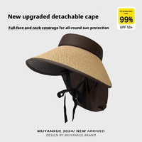 Nuevo Sombrero de Paja con Protección Solar para Mujer, Gorra de Verano con Protección UV, Sombrero de Playa para Exteriores con Protección Facial y para el Cuello