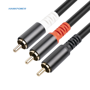 Vergulde Stekker Aluminium Schaal Dubbel Schild <span class=keywords><strong>2</strong></span> In 1 <span class=keywords><strong>Rca</strong></span> Mannelijke Naar Mannelijke Versterker Audiokabel - Product Image 2