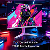 White 23.8" FHD 120Hz Curved HDR LCD Computer Monitor with Quick Release Design 1080P MVA Panel for Desktop and Home Gaming