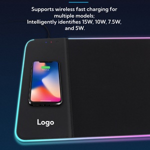 OEM Smooth Surface Waterproof Keyboard Pad RGB Gaming Mousepad Wireless Charging Desk Mat Gaming <b>Mouse</b> Pad with Phone Charger - Product Image 4