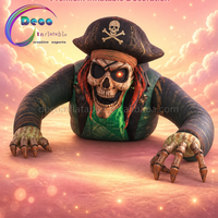 Décoration géante gonflable de squelette de pirate réaliste pour Halloween, accessoire commercial extérieur pour maison hantée