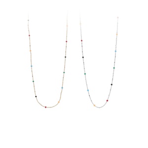 Collier pendentif cœur en argent sterling S925 rhodié, perles arc-en-ciel, best-seller SPJ, fournisseur de bijoux en gros - Product Image 1