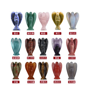 New Arrival Carved 1.5 Inch Angel Shape <strong>Stones</strong> Natural <strong>Red</strong> Quartz Gray Agate Yellow <strong>Jade</strong> Angle Jewelry for Diy Necklace Pendant - Product Image 2