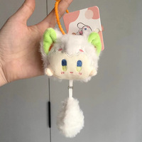 Porte-clés en peluche personnalisé en gros, motif chat pastel, mini poupée moelleuse, queue pompon, pendentifs de sac, ornements pour clés de voiture, cadeau