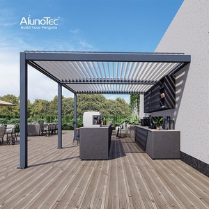 Vélocimétrie de jardin motorisé pour adultes, toit à levier, en aluminium, étanche, Kits de <span class=keywords><strong>Pergola</strong></span> d'extérieur - Product Image 3