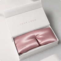 Masque de sommeil 100 % soie de mûrier pure, vente en gros, personnalisable, avec velcro réglable, grande couverture, bandeau doux pour le voyage et le sommeil profond