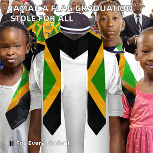 Étole de graduation en satin avec drapeau de la Jamaïque, unisexe, convient à tous les types de morphologies, pour usage scolaire, enfants et échanges internationaux. - Product Image 2