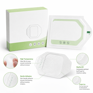 Pansement adhésif médical transparent en PU, stérile, imperméable, désinfectant à l'ozone, pour fixation de canule IV, plâtre jetable pour perfusion - Product Image 4