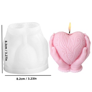 Heart-Shaped <b>Candle</b> <b>Mold</b> Silicone Hand-Holding Design For DIY <b>Candle</b> Making Kits Valentine'S Day Home Decor - Product Image 5