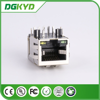 Connecteur RJ45 femelle modulaire Ethernet à port unique pour moulage par injection, en polyester PA46, compatible LED