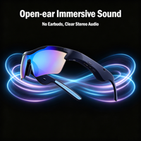 Lunettes audio intelligentes IA avec chargement Type-C 5.4, appels mains libres à oreille ouverte, protection UV, lunettes de soleil légères, OEM ODM intelligentes