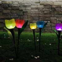 Offre Spéciale tulipe Pelouse lampe LED lumières EXTÉRIEURES solaire jardin lumière Tulip Paysage fleur lampe participation lumières