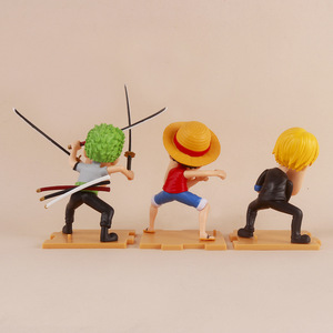 Juego de 3 Figuras de <span class=keywords><strong>Manga</strong></span>, Estatuas de Luffy, Zoro y Sanji de One Piece, Versión Q, Divertidas Figuras de Anime de PVC, Muñecos de Juguete - Product Image 6