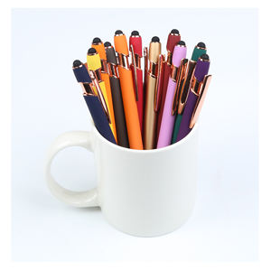 ปากกาสไตลัสอลูมิเนียมสีโรสโกลด์ราคาประหยัด พร้อมหัวปากกาแบบลูกกลิ้ง ยางสัมผัสนุ่ม รองรับหน้าจอสัมผัส  สกรีนโลโก้ได้ สำหรับโทรศัพท์มือถือและสำนักงาน - Product Image 4