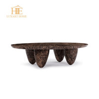 Table basse ovale en travertin de style nordique moderne, table de salon en pierre naturelle