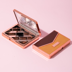 Nouvelle palette de fard à paupières 11 couleurs garnie de cuir fait à la main Palette vide Flip-top onze compartiments emballage de fard à paupières - Product Image 3