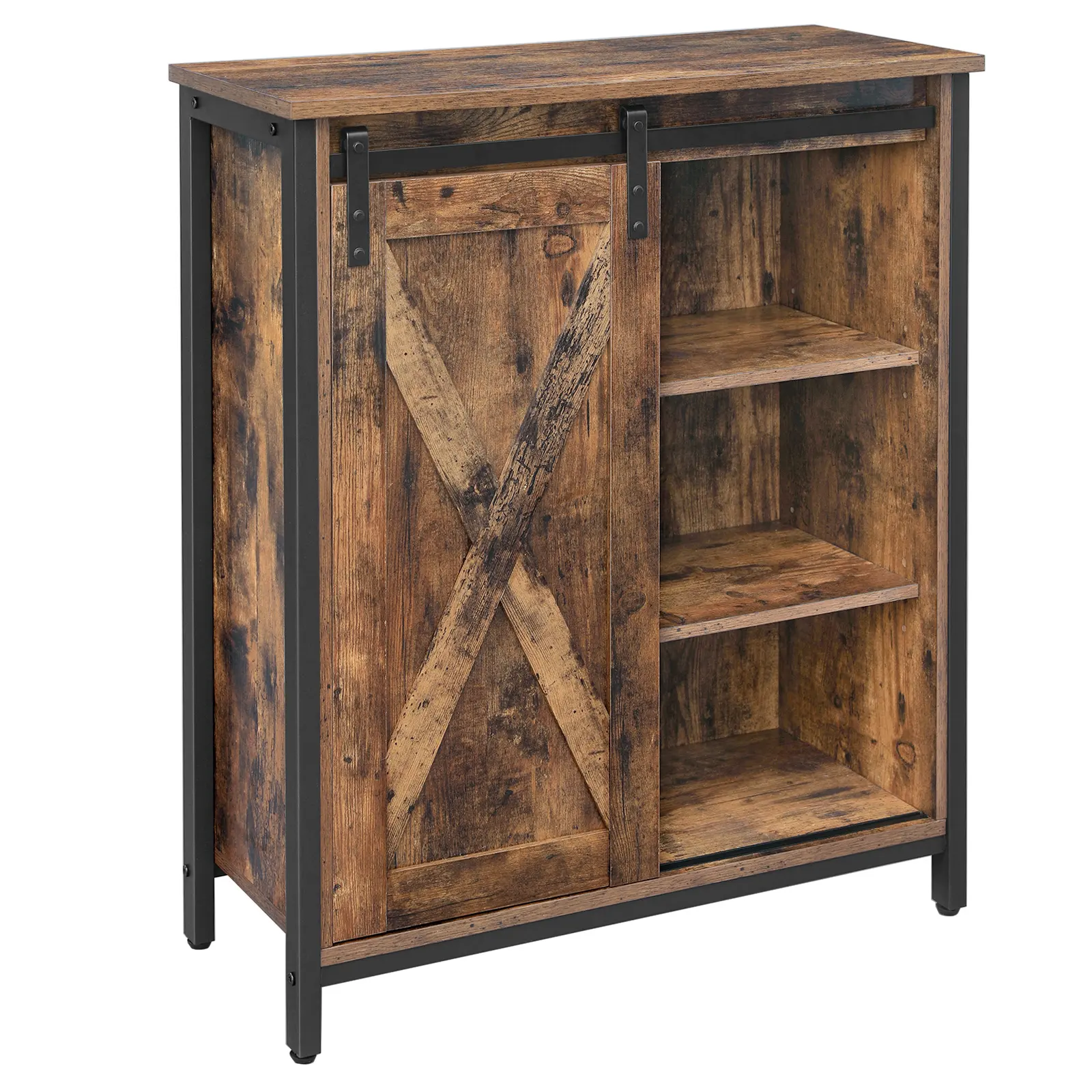 VASAGLE Armoire de salon vintage de style industriel avec porte coulissante Buffet en bois Buffet Cabinet