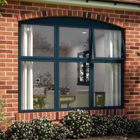 Ventana de Aluminio Gris Personalizada con Marco Curvo de 3 Paneles, Rejilla Francesa, Aislamiento Térmico y Vidrio de Ahorro Energético