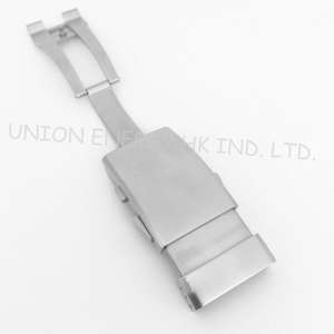 Boucle de montre en acier inoxydable massif 316L avec fermoir à rabat et bouton poussoir - Product Image 2