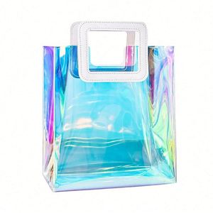 Bolsa Mini de PVC Transparente Holográfica, Impermeable, Portátil, para Mujer, Ideal para Compras, Trabajo, Playa, Viajes y Regalos, Venta al Por Mayor - Product Image 1