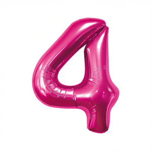 Party Love Number 4 Foil <b>Balloon</b> 80cm Metallic Birthday Party <b>Decor</b> Kids - Product Image 1