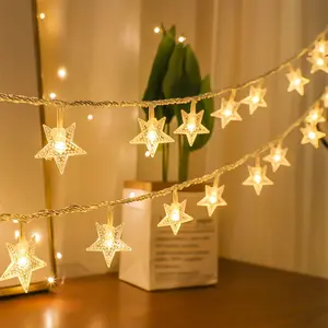 Luci della stringa della stella di natale per la decorazione del nuovo anno della festa del giardino domestico dell'interno all'aperto