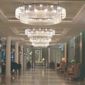 Fabriek aangepaste luxe golden hotel foyer grote kroonluchter