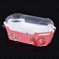 Boîte à fruits en papier jetable avec couvercle en plastique transparent, design ventilé, empilable, écologique, matériau recyclable, fenêtre transparente