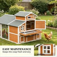 Poulailler Moderne en Bois de Pin Massif Écologique MQ - Design Carré Durable avec Porte Coulissante Horizontale pour Toutes les Saisons