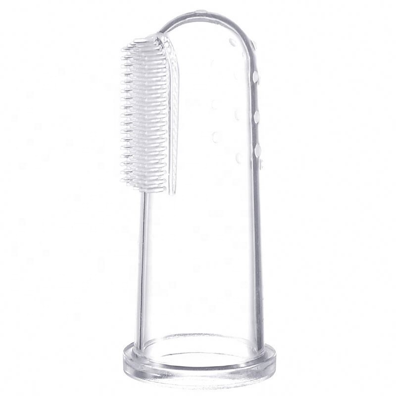 2021 Kids Toddlers Training Teething Oral Cleaning Massaging Easy Oral Hygiene Soft Silicone Baby Finger Toothbrush With Case