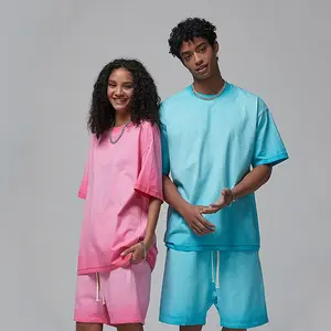 Wholesale 100% Cotton Unisex Men Clothing Set Summer Short Set For Men Oversized T Shirt Streetwear Clothes Men Summer Set