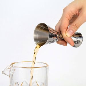 Jigger Medidor de Dos Caras de Acero Inoxidable SS304 sin Soldadura Mr.Slim para Bar, Grabado Tiki, 30+60ml (1+2oz) - Product Image 2