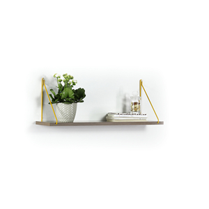 Floating Wall Shelf Walnut Chrome Metal Bracket Single Shelf For <b>Books</b> <b>Decorative</b> Wall Mount Rustic Style - Product Image 3