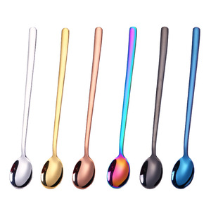 Cuchara de acero inoxidable 304 con mango largo para bar, cuchara dorada para batir bebidas, cuchara de postre/miel de 23 cm - Product Image 5