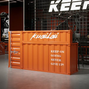 Comptoir de réception de style industriel Longstar, comptoir d'accueil orange tendance, comptoir de réception haute performance pour bar et salle de sport - Product Image 2